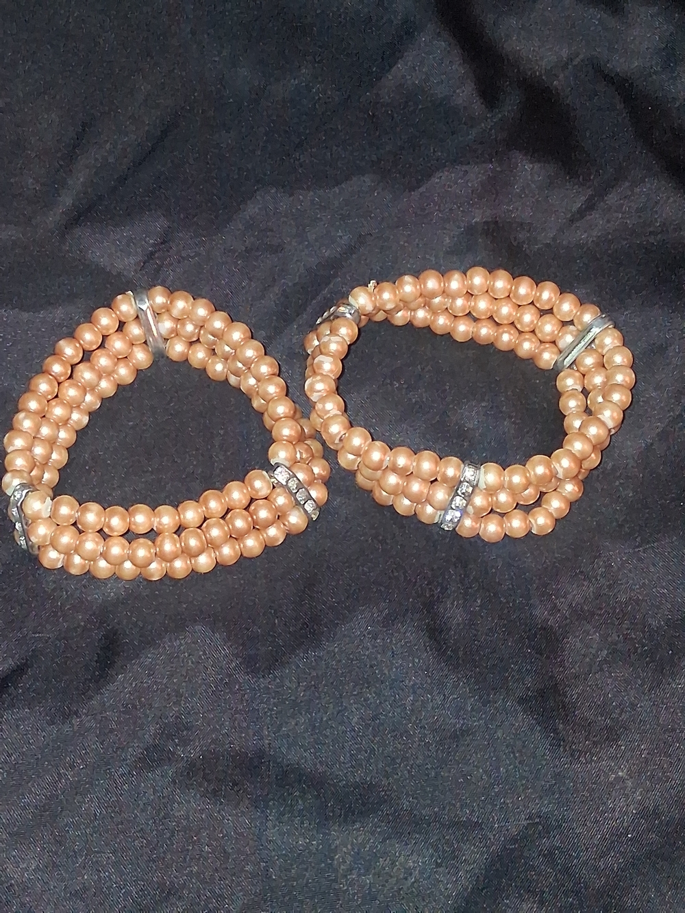 Pearl-Style Stretch Bracelet Set in Peach